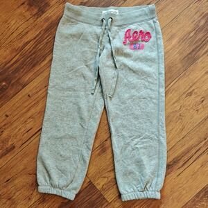 Aeropostale Y2K Mid Rise Cropped Capri Sweatpants Heathered Gray Women's Small